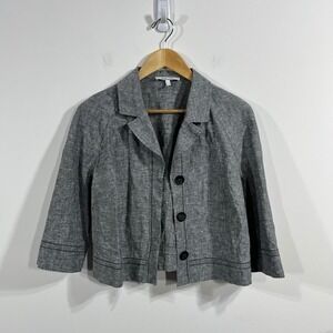 Steilmann Linen Cotton Cropped Jacket 3/4 Sleeve Womens 12 Lagenlook Old Money